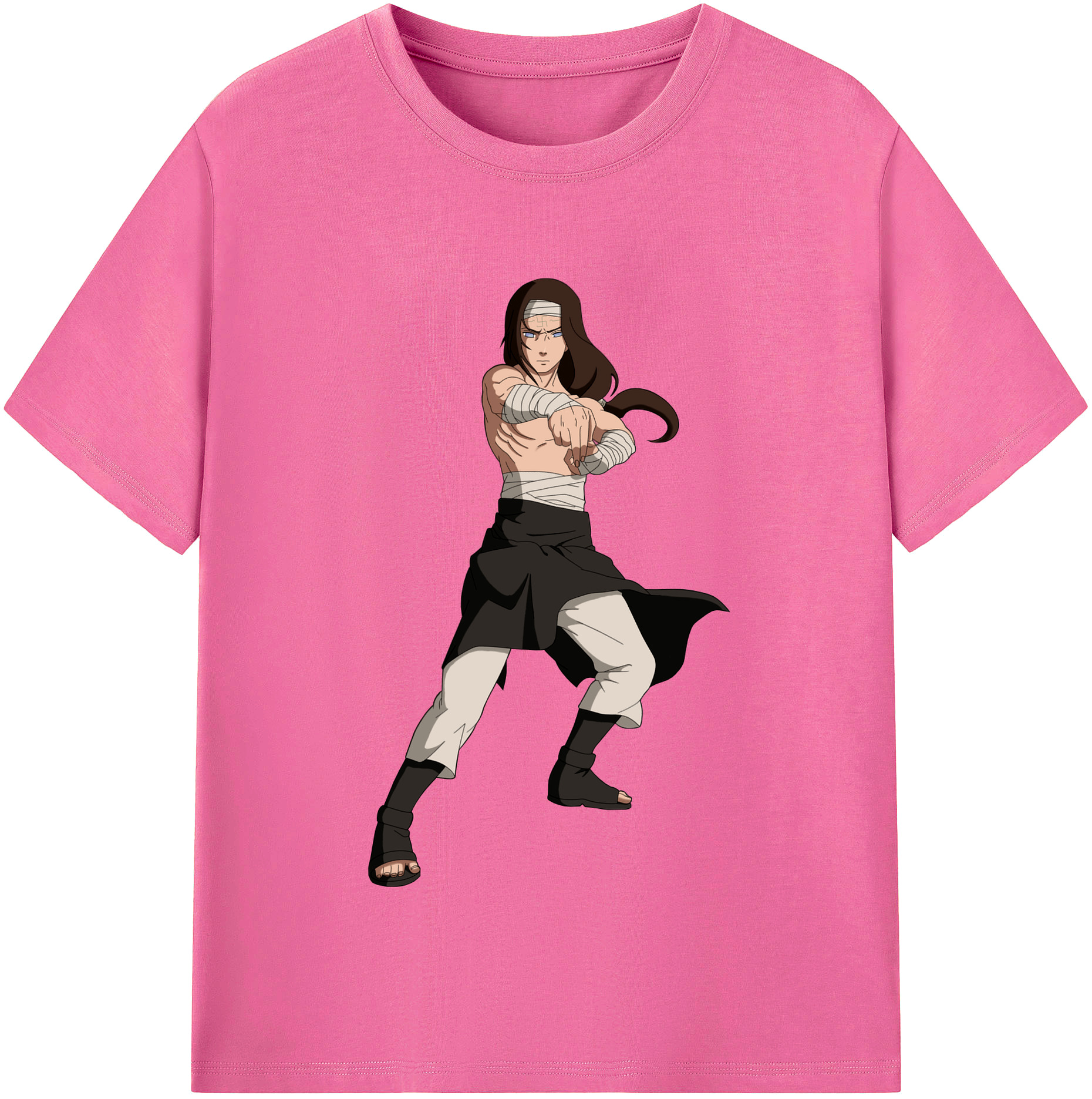 （画像用） NARUTO -ナルト- 日向ネジ Hyūga Neji レディースカジュアルプリントTシャツ（綿100％）